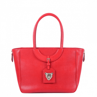 Red Leather Bag with Zip
