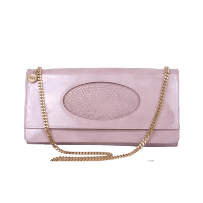 Pink Nude Patent Clutch Bag
