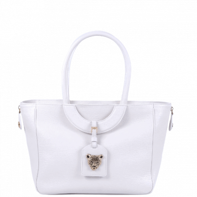 White leather bag with zip