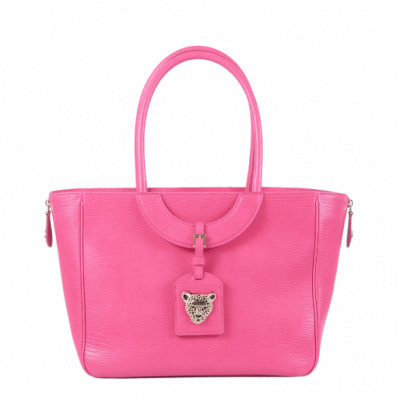 Pink Leather Bag with Zip