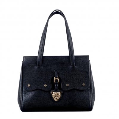 Black Leather Bag called FIORE by RusiDesigns