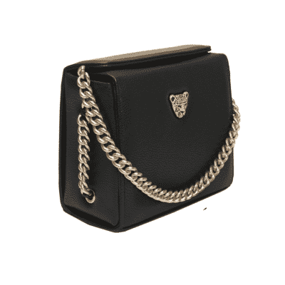 Black leather boxy bag mini21