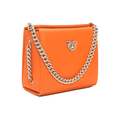 Orange leather mini boxy bag