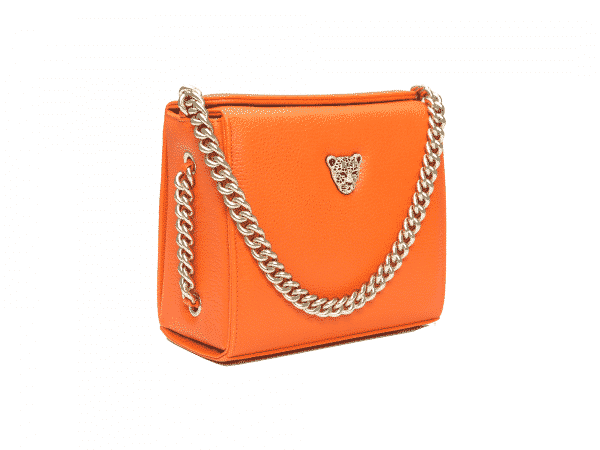 orange mini21 Orange leather mini boxy bag