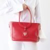 Mezzaluna Tote Red Leather Bag 5 red tote w model 1 Mezzaluna Tote Red Leather Tote by RusiDesigns