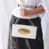 ECLIPSE Chain Clutch Bag in White 7 white eclipse w model 3 White Eclipse Clutch w model