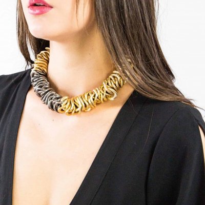 Caterpillar Necklace in Gold and Silver Mix