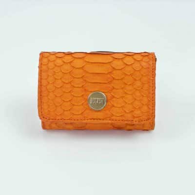 Orange Snake Skin Mini Wallet