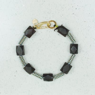 Black with Blue crystals