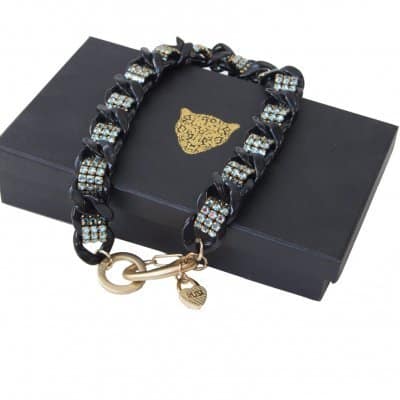 black charm necklace blue