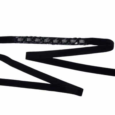 Black Velvet Belt with Dark Green crystals