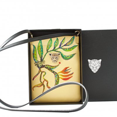 Yellow Handpainted Capsule Clutch