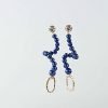 LOLA electric blue cotton pearl earrings 3 Blue Swan pearl earrings w crystal Blue Swan pearl earrings w crystal