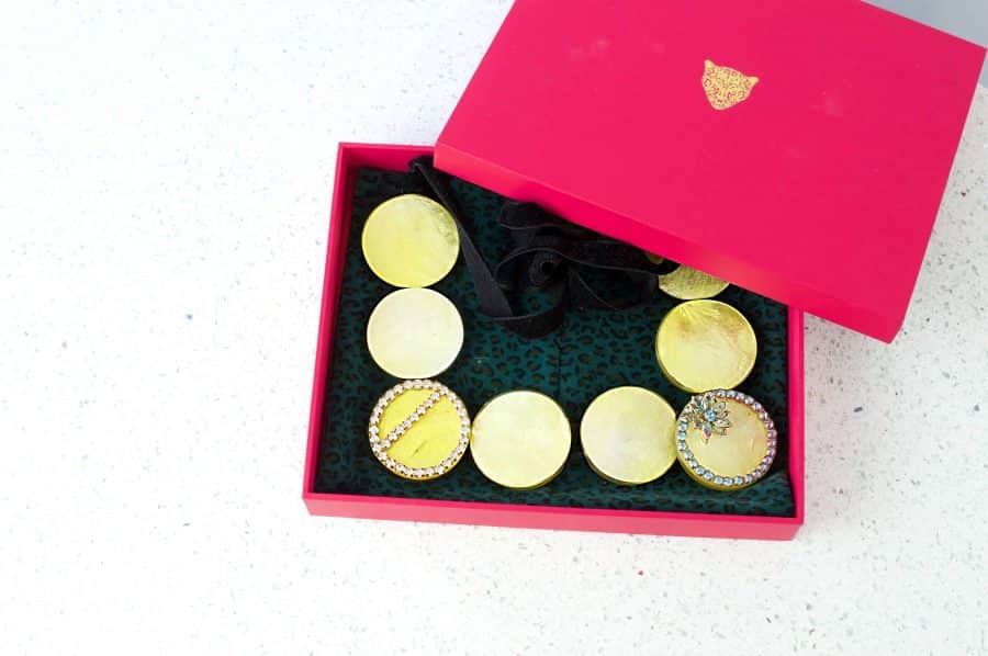 Yellow Square Full Moon in the box Necklace by RusiDesigns