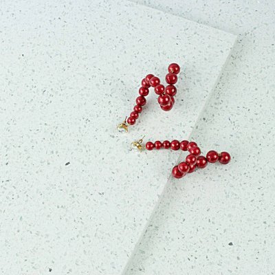 LOLA red cotton pearl earrings