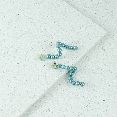 LOLA turquoise blue cotton pearl earrings