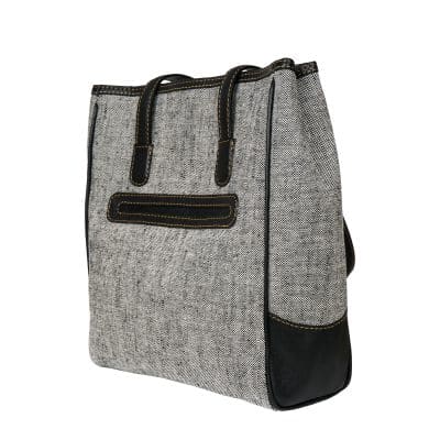 FIORE MIX Canvas and Leather Tote Bag in Black